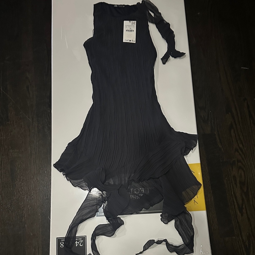 Zara Black Pleated Ruffle Hem Dress- FINAL PRICE - Picture 4 of 8